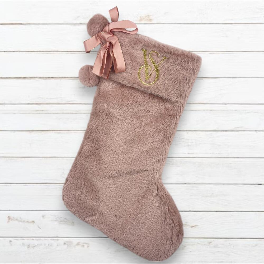 Victoria’s Secret Mauve Pink‎ Faux Fur Christmas Stocking